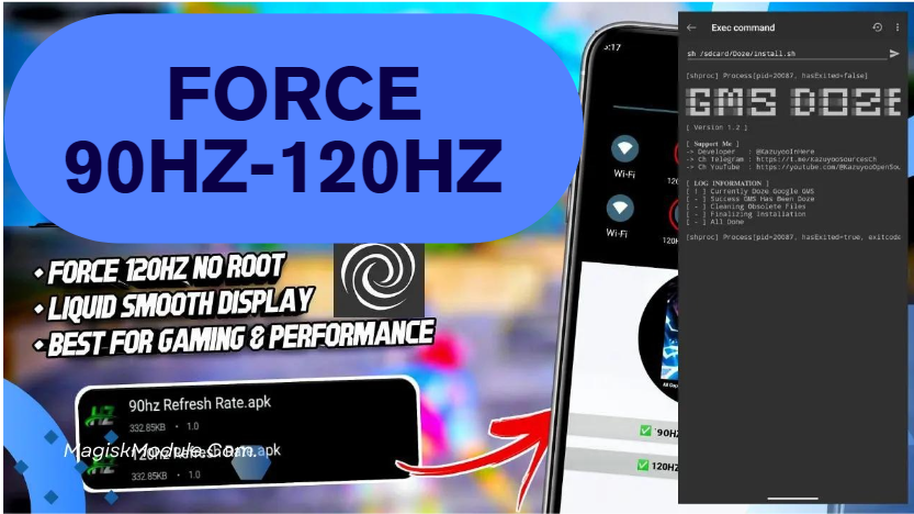 Finally 90Hz-120Hz Refresh Rate Module Without Root Install Via Brevent